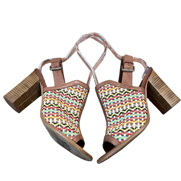 House of Harlow 1960 Teagan Multicolor Woven Leather Heel - Picture 1 of 8